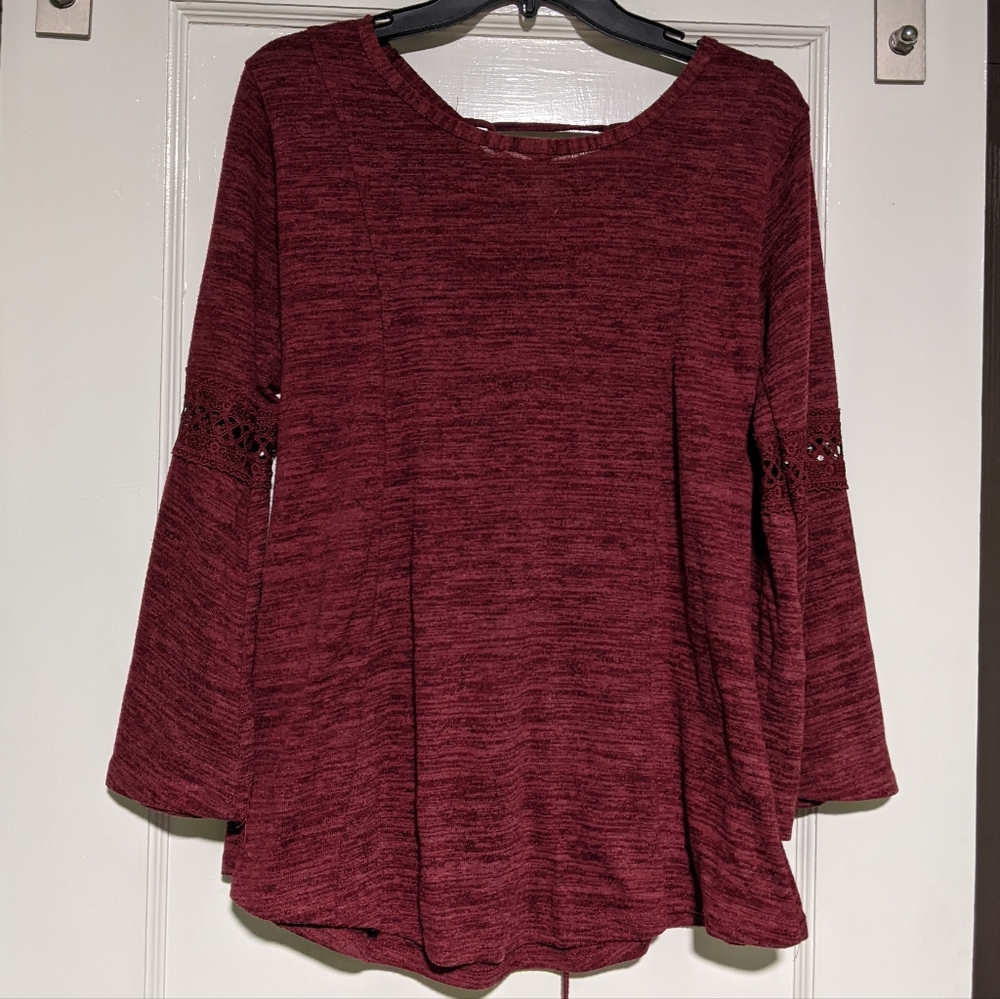 Win Win Red Cross Back Tie Tunic Top Sz Small